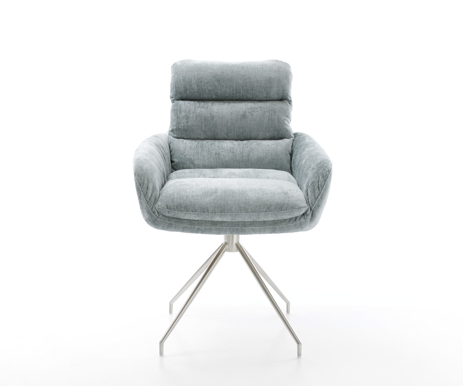 Étkezőszék Abelia-Flex karfás mikroszálas pasztellkék kereszt láb kúpos rozsdamentes acél 180° forgatható - Image 2