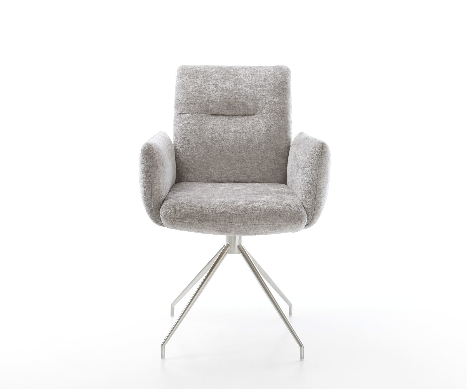 Étkezőszék Jova-Flex karfás mikroszálas ezüstszürke kereszt láb kúpos rozsdamentes acél 180° forgatható zsákrugós - Image 2