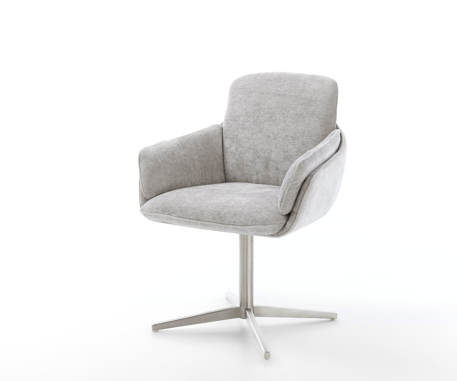 Étkezőszék Luan-Flex karfás mikroszálas ezüstszürke rozsdamentes acél láb 360° forgatható