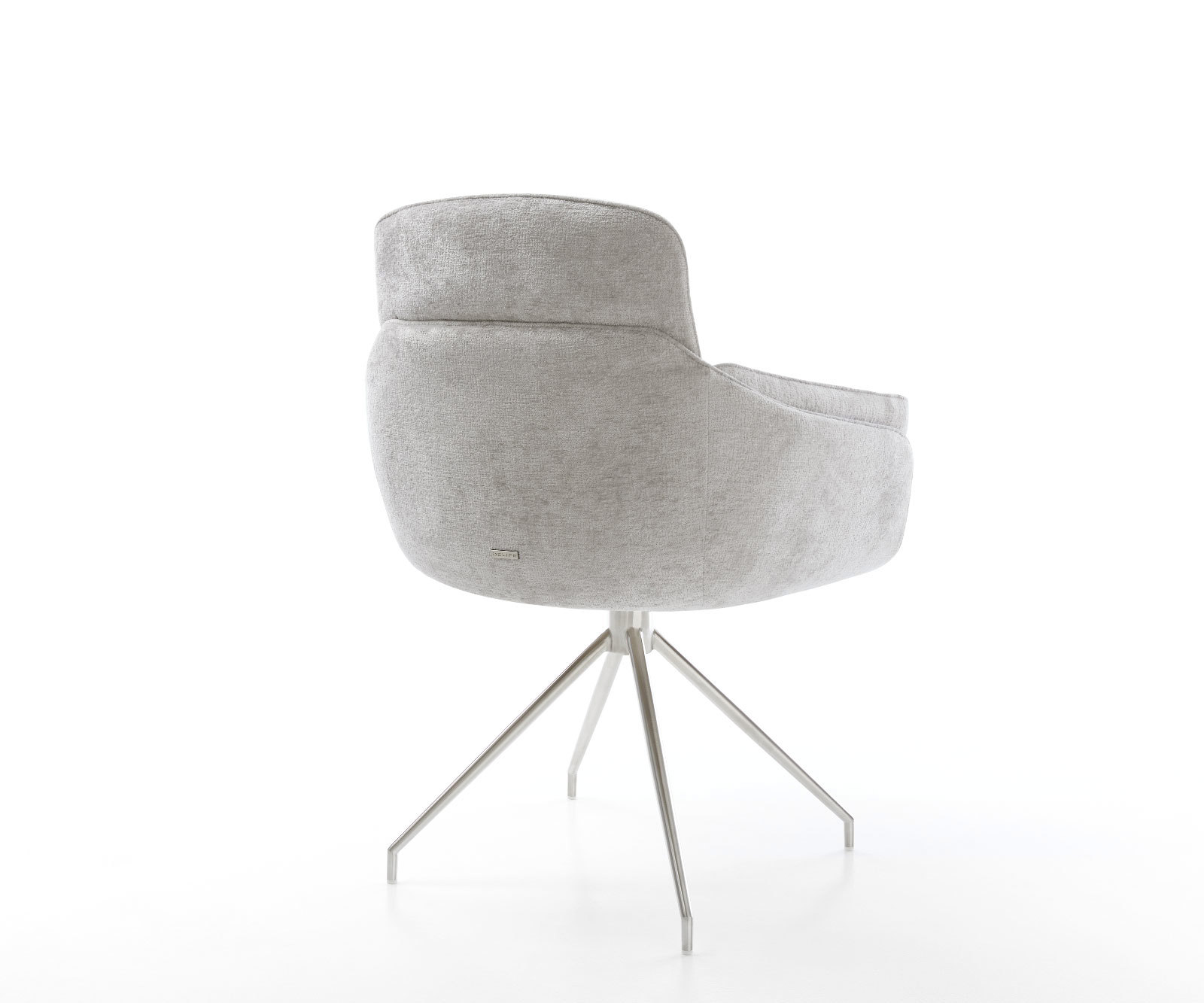 Étkezőszék Luan-Flex karfás mikroszálas ezüstszürke kúpos rozsdamentes acél kereszt lábbal 180° forgatható - Image 5