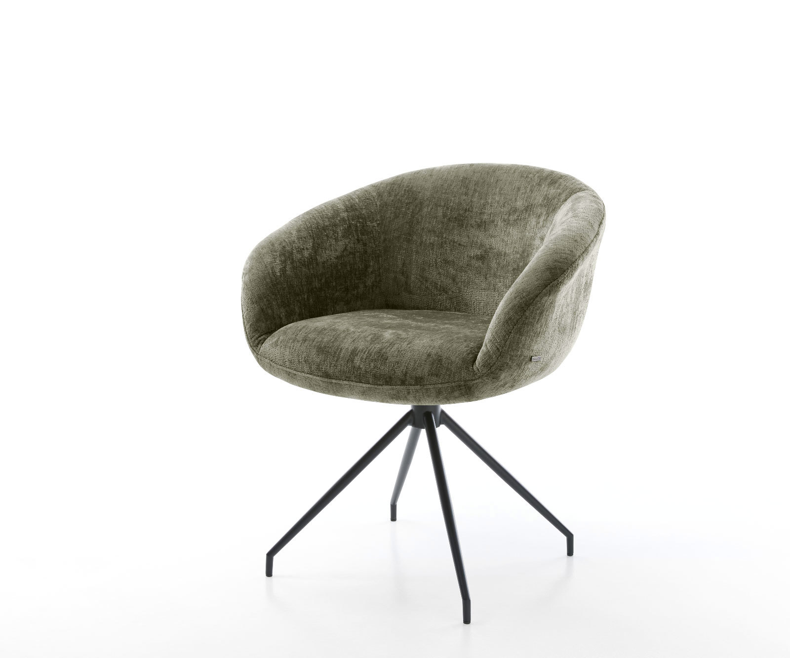 Étkezőszék Vinka-Flex karfás mikroszálas oliva kereszt láb kúpos fekete 180° forgatható zsákrugós