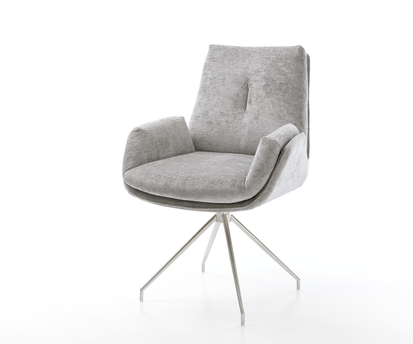 Étkezőszék Clea-Flex mikroszálas ezüstszürke kereszt láb kúpos rozsdamentes acél 180° forgatható