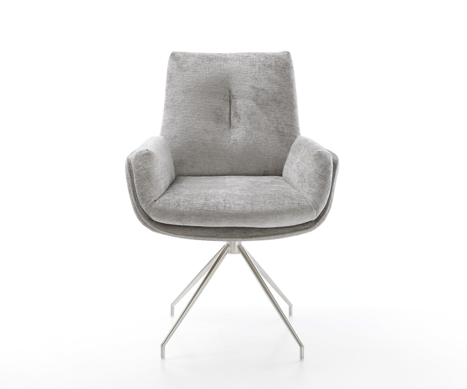 Étkezőszék Clea-Flex mikroszálas ezüstszürke kereszt láb kúpos rozsdamentes acél 180° forgatható - Image 2