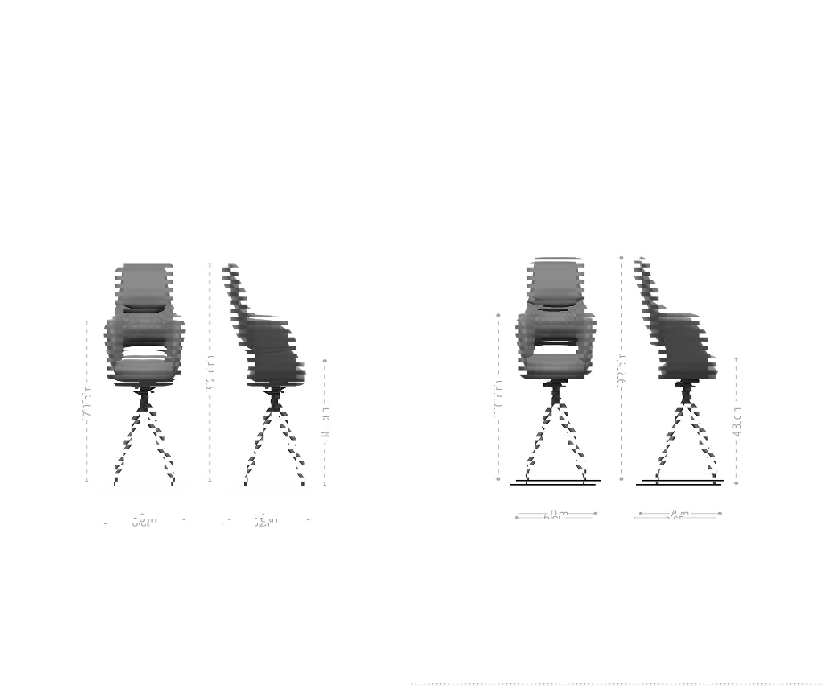 Étkezőszék Yago-Flex karfás chenille rozsdás kereszt láb kúpos fekete 180° forgatható zsákrugós - Image 6