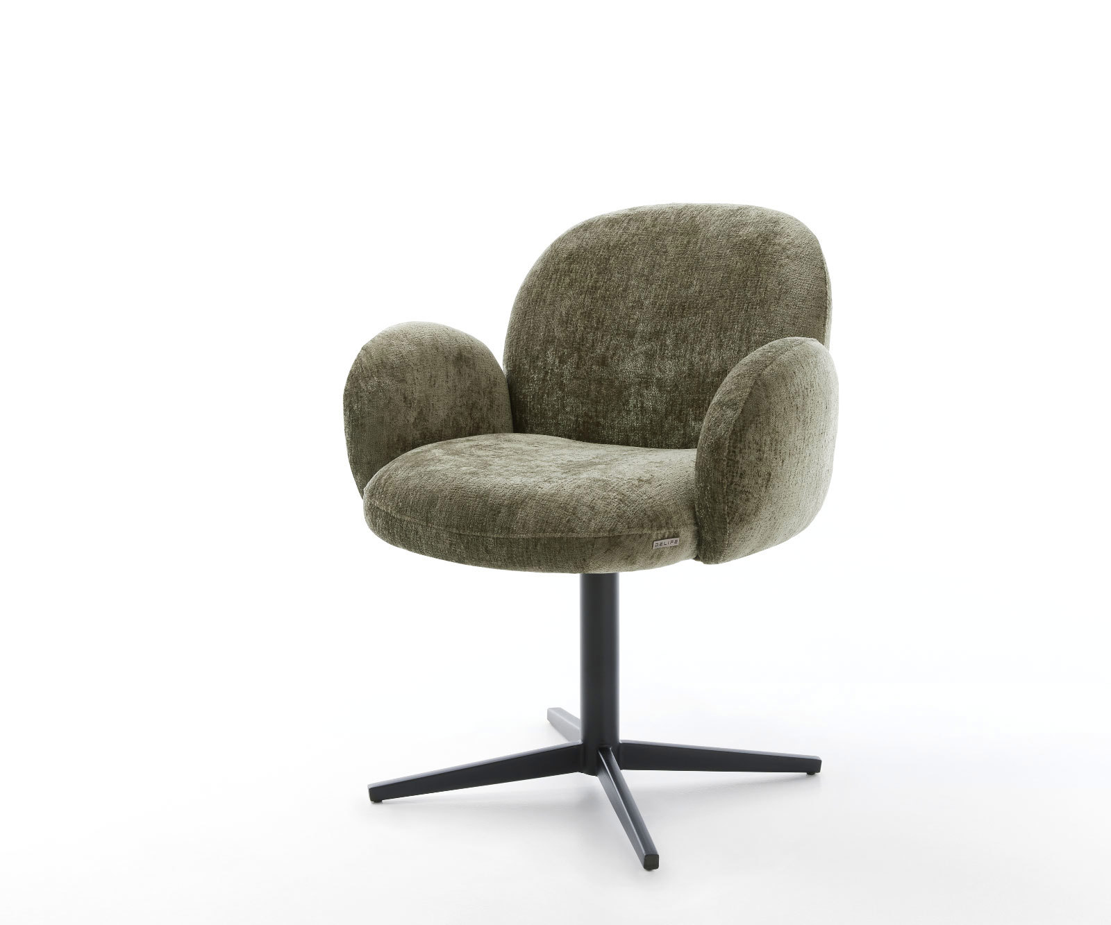 Étkezőszék Nube-Flex karfás mikroszálas oliva fekete láb 360° forgatható zsákrugós