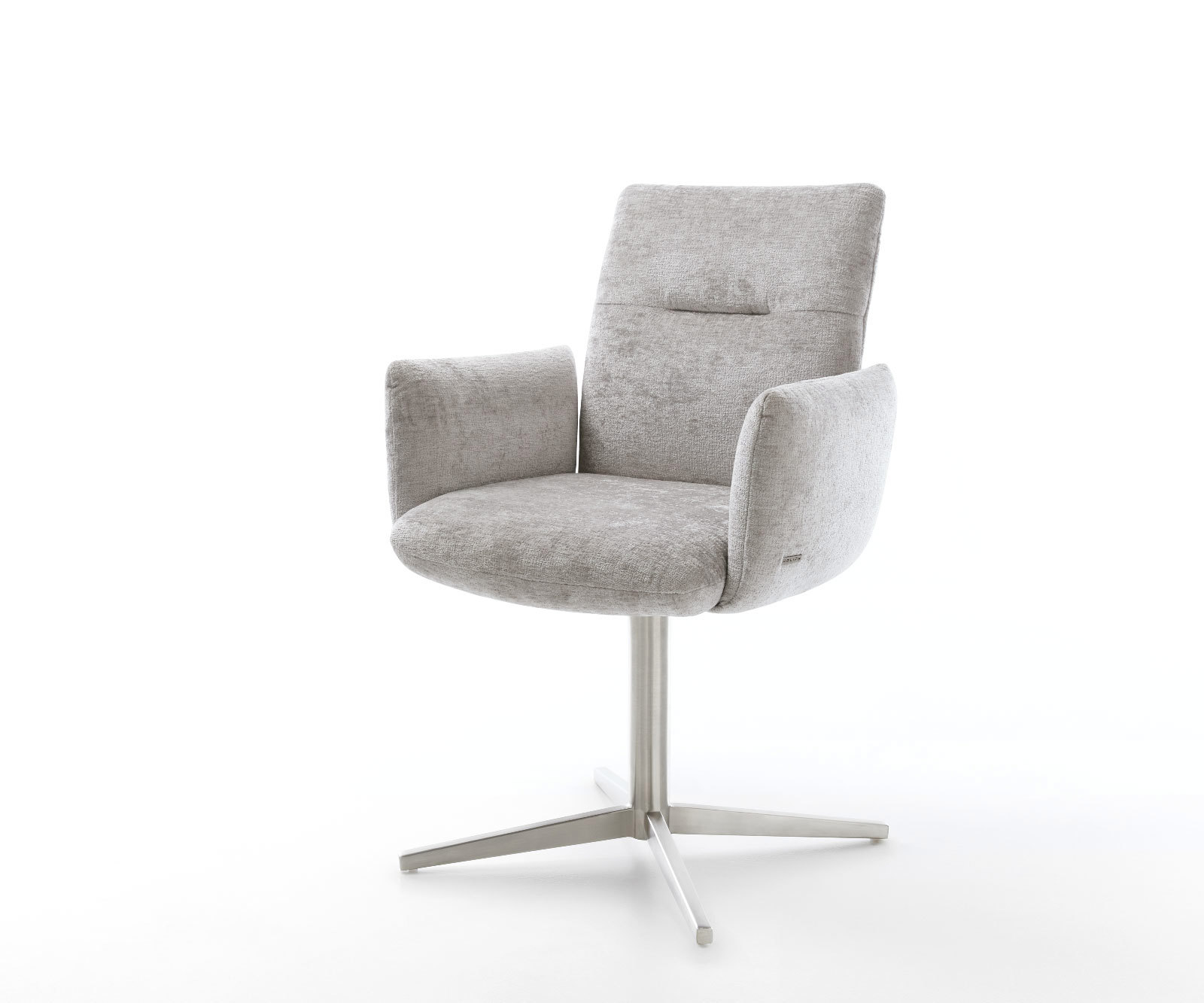 Étkezőszék Jova-Flex karfás mikroszálas ezüstszürke rozsdamentes acél láb 360° forgatható zsákrugós