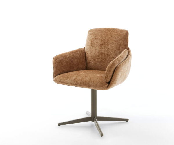 Étkezőszék Luan-Flex karfás chenille rozsdás lábkereszt titán effekt felület 360° forgatható