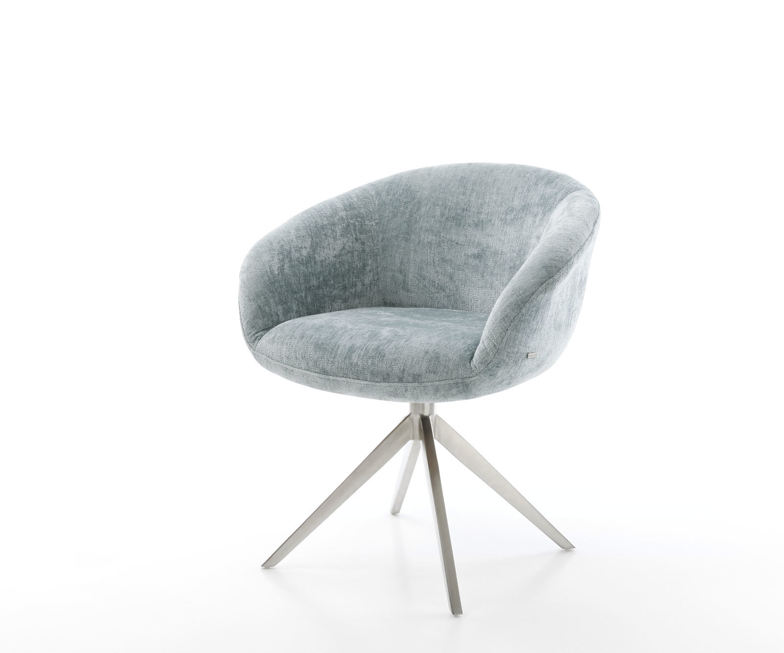 Étkezőszék Vinka-Flex karfás mikroszálas pasztellkék kereszt láb széles rozsdamentes acél 360° forgatható hintamechanizmus zsákrugós