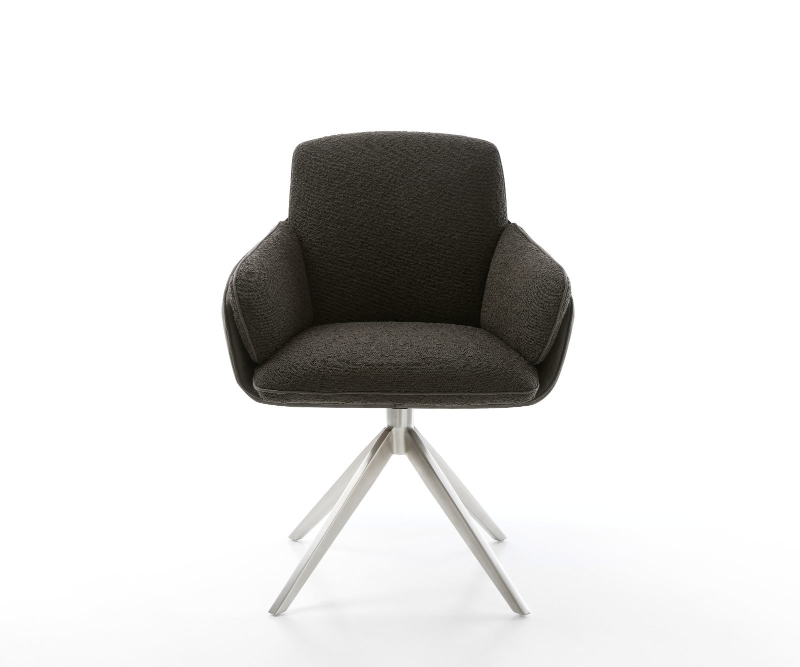 Étkezőszék Luan-Flex karfás vegyes anyag fekete kereszt láb széles rozsdamentes acél 360° forgatható billenő funkcióval - Image 2