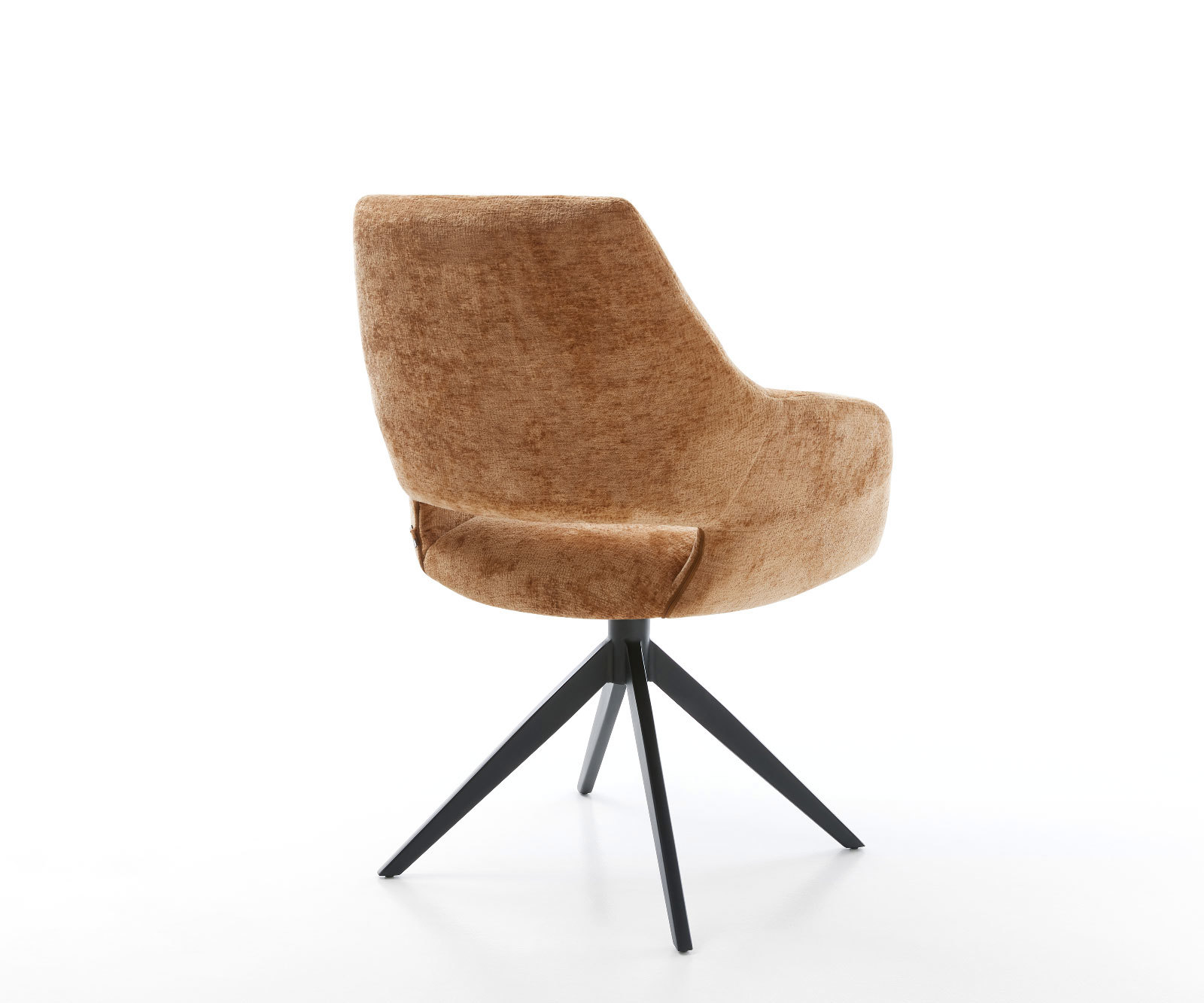 Étkezőszék Yago-Flex karfás chenille rozsdás kereszt láb széles fekete 360° forgatható hintamechanizmus zsákrugós - Image 5