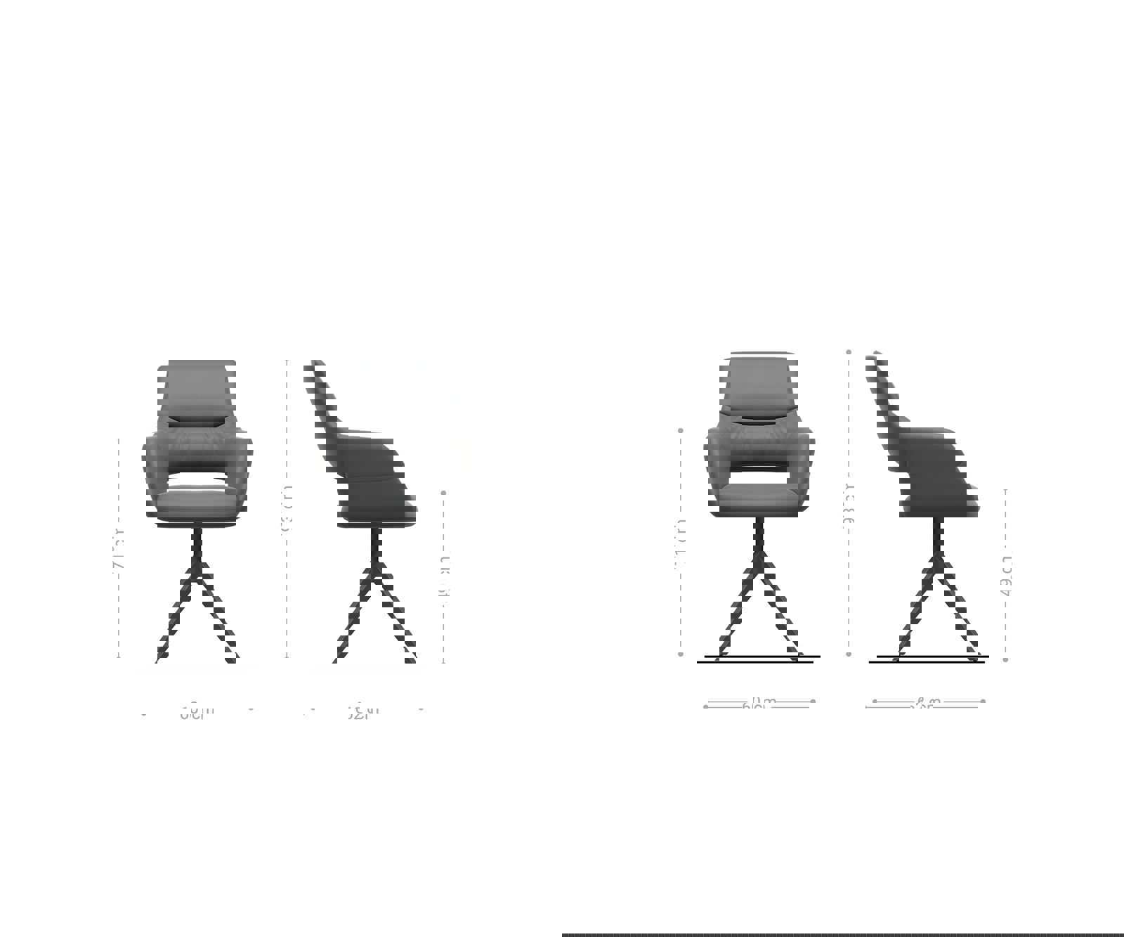 Étkezőszék Yago-Flex karfás chenille oliva kereszt láb széles fekete 360° forgatható hintamechanizmus zsákrugós matraccal - Image 6