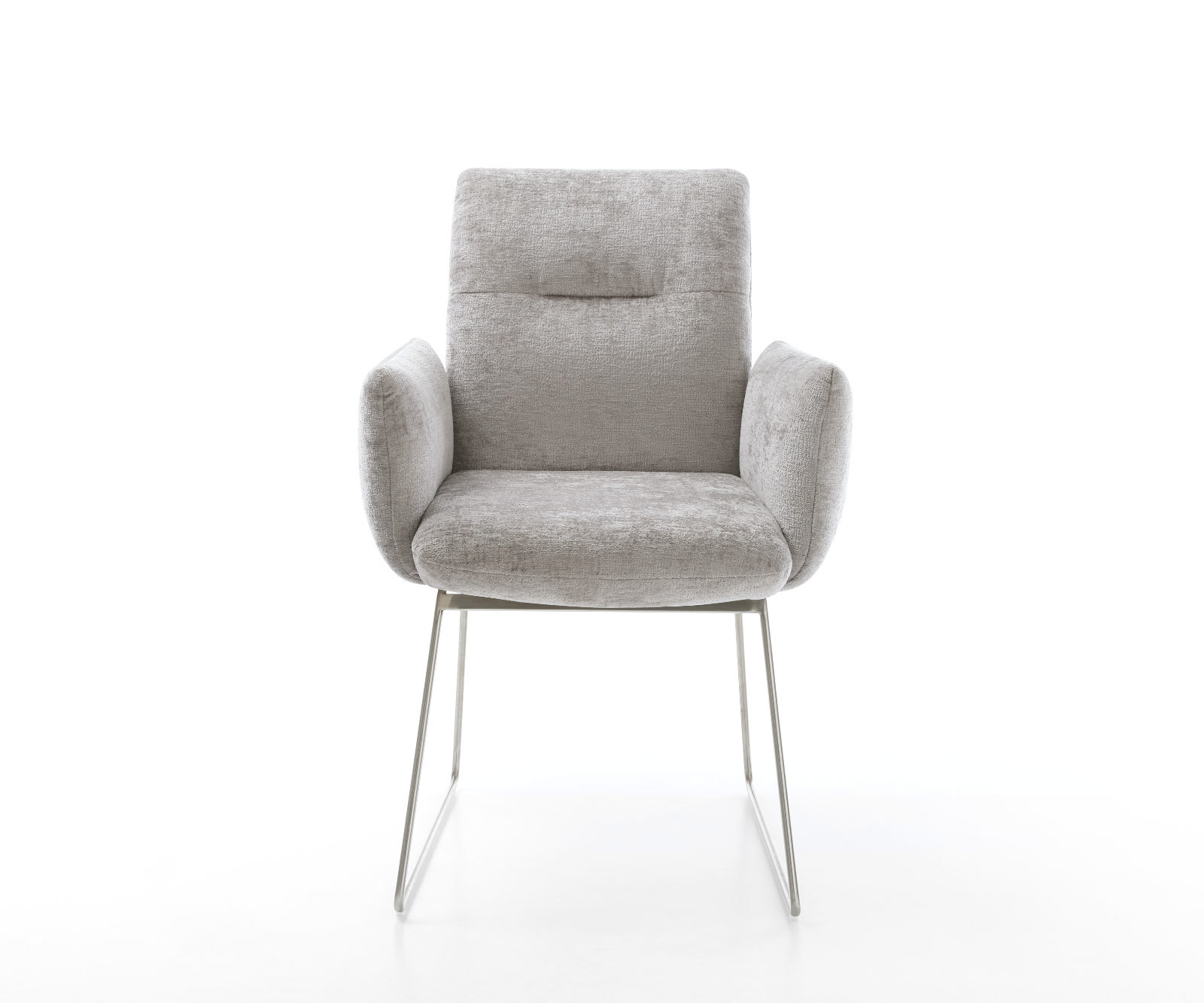 Étkezőszék Jova-Flex karfás mikroszálas ezüstszürke vékony fém lábazat rozsdamentes acél zsákrugós - Image 2