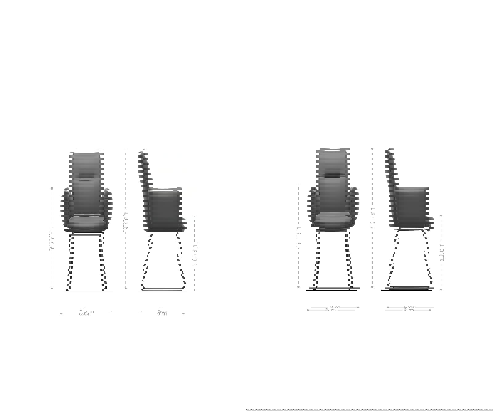 Étkezőszék Jova-Flex karfás mikroszálas ezüstszürke vékony fém lábazat rozsdamentes acél zsákrugós - Image 6