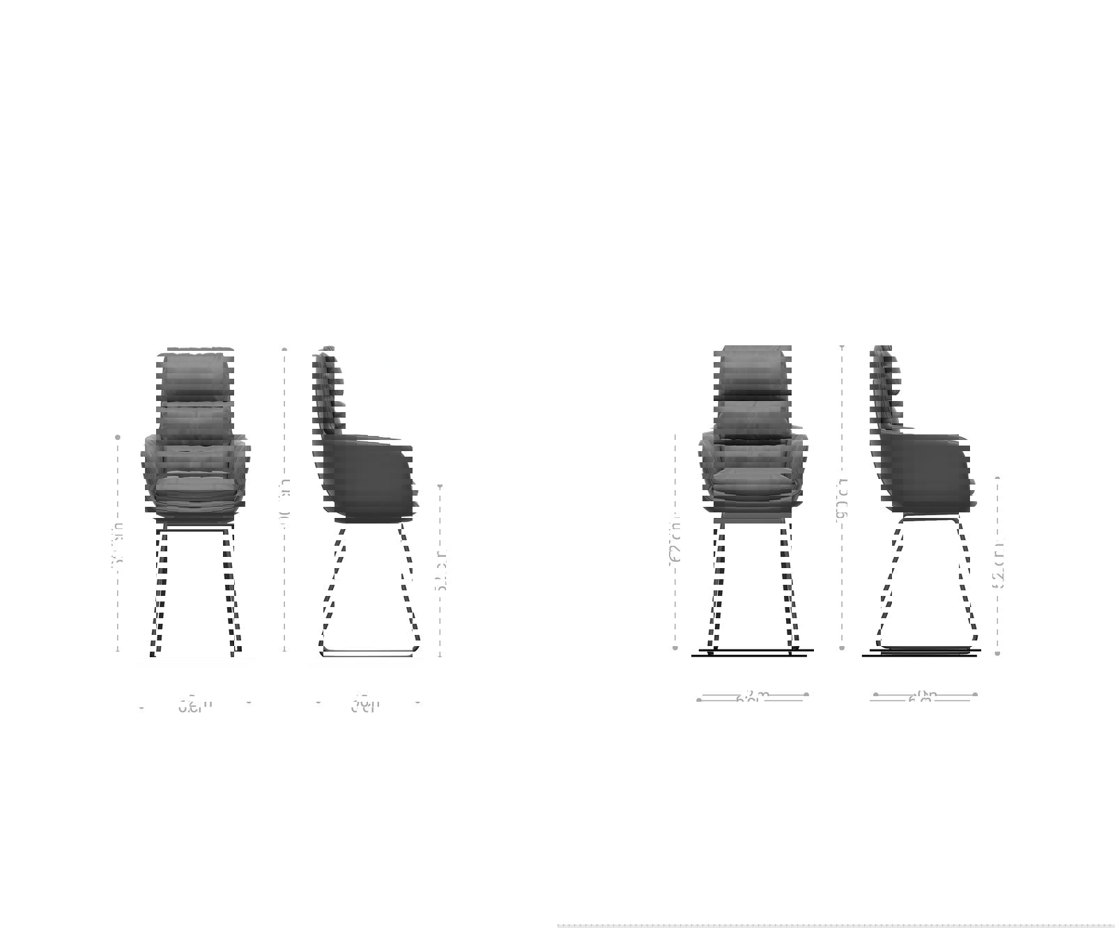 Étkezőszék Abelia-Flex karfás vegyes anyag fekete vékony lábazat rozsdamentes acél - Image 6