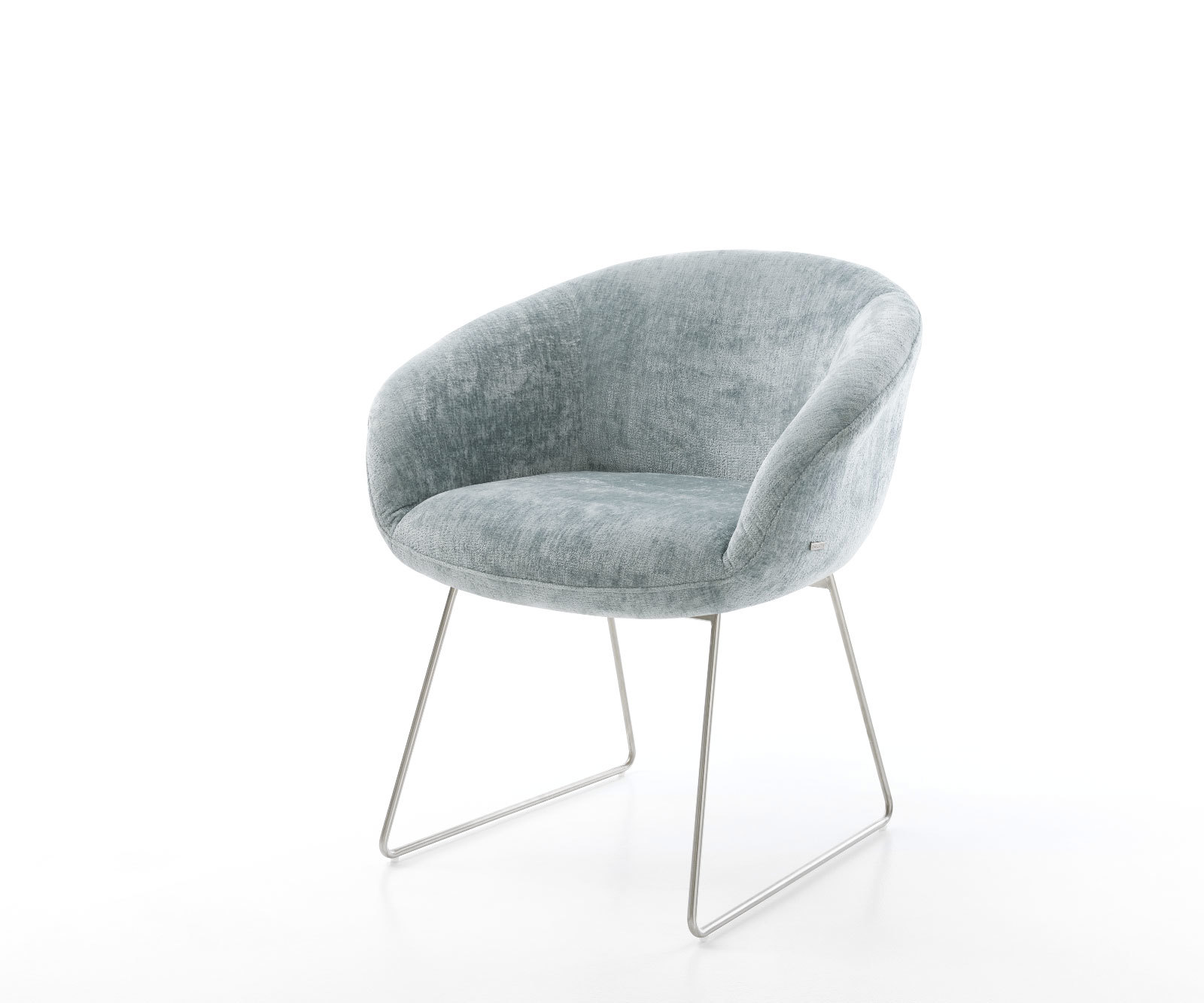 Étkezőszék Vinka-Flex karfás mikroszálas pasztellkék vékony fém láb zsákrugós rugózattal