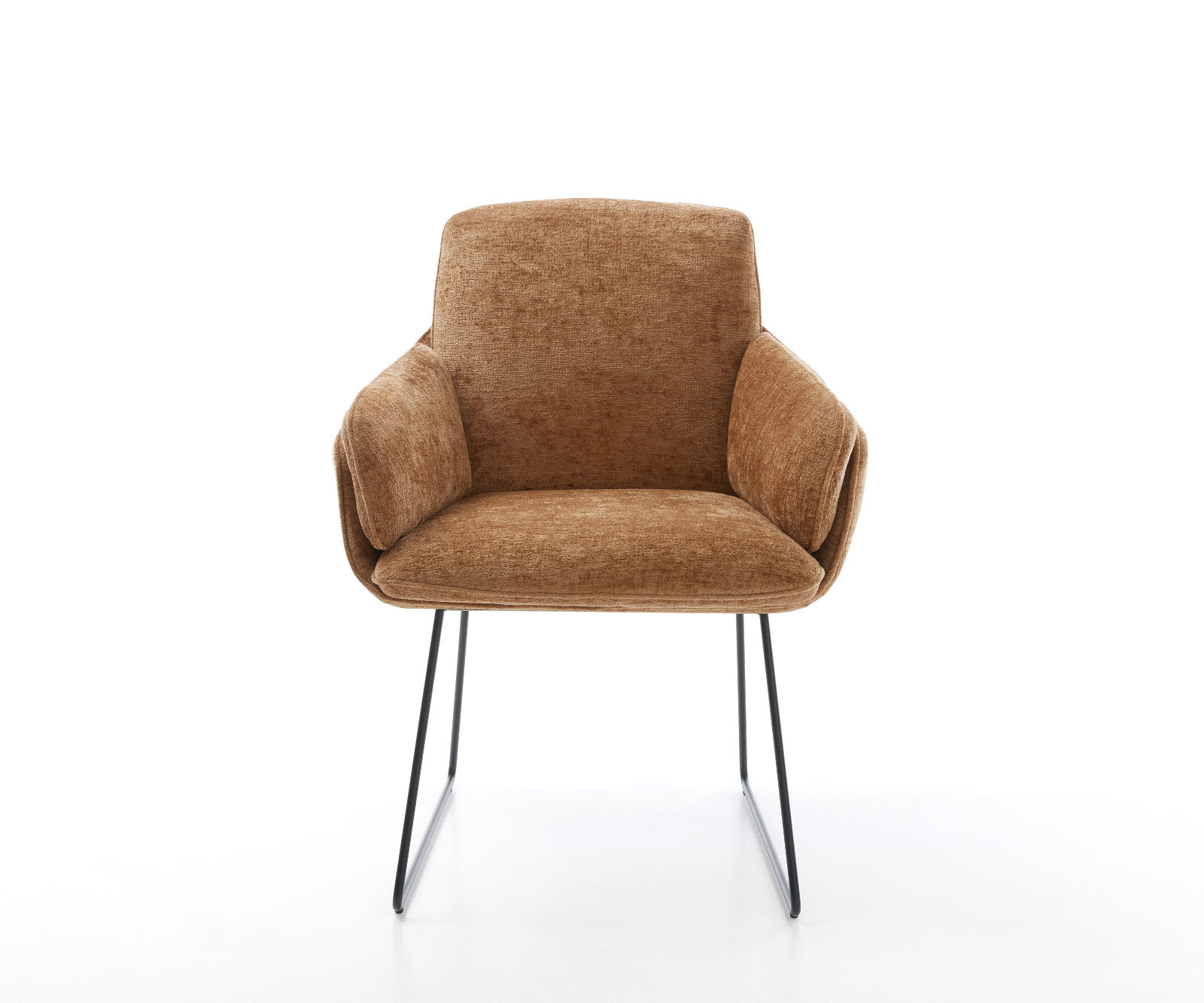 Étkezőszék Luan-Flex karfás chenille rozsdás fekete vékony lábazattal - Image 2