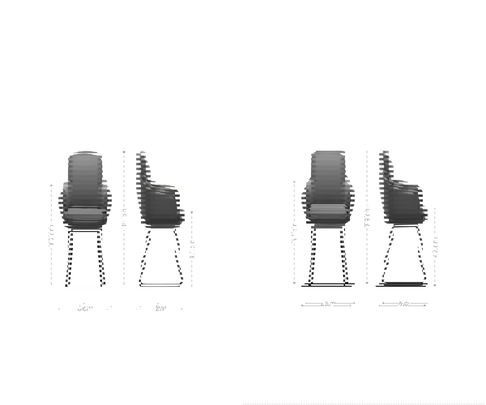 Étkezőszék Luan-Flex karfás chenille rozsdás fekete vékony lábazattal - Image 6