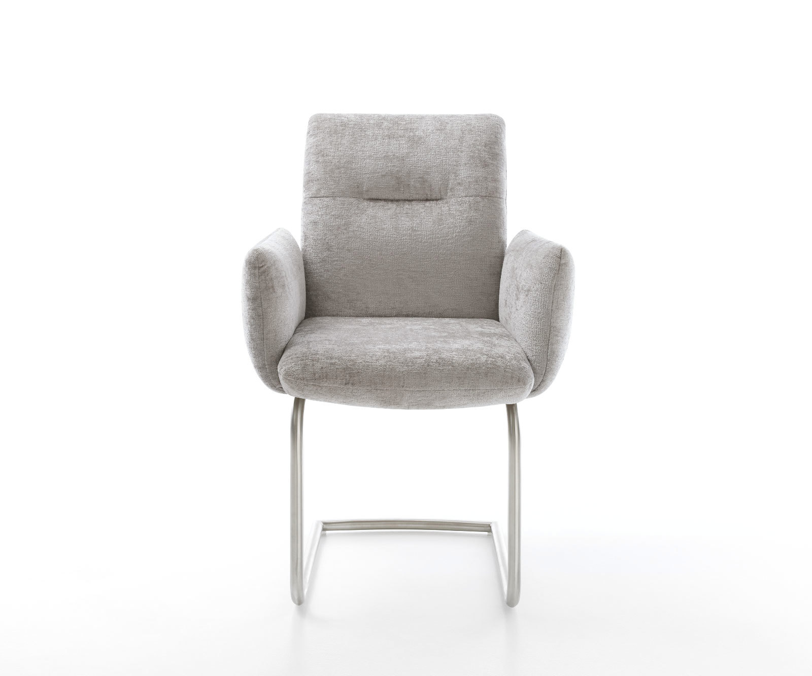 Étkezőszék Jova-Flex karfás mikroszálas ezüstszürke étkezőszék kerek rozsdamentes acél zsákrugós - Image 2