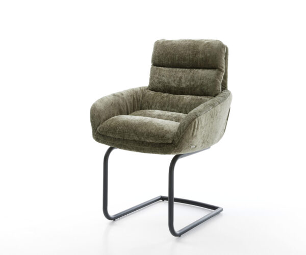 Étkezőszék Abelia-Flex karfás mikroszálas oliva kerek fekete étkezőszék