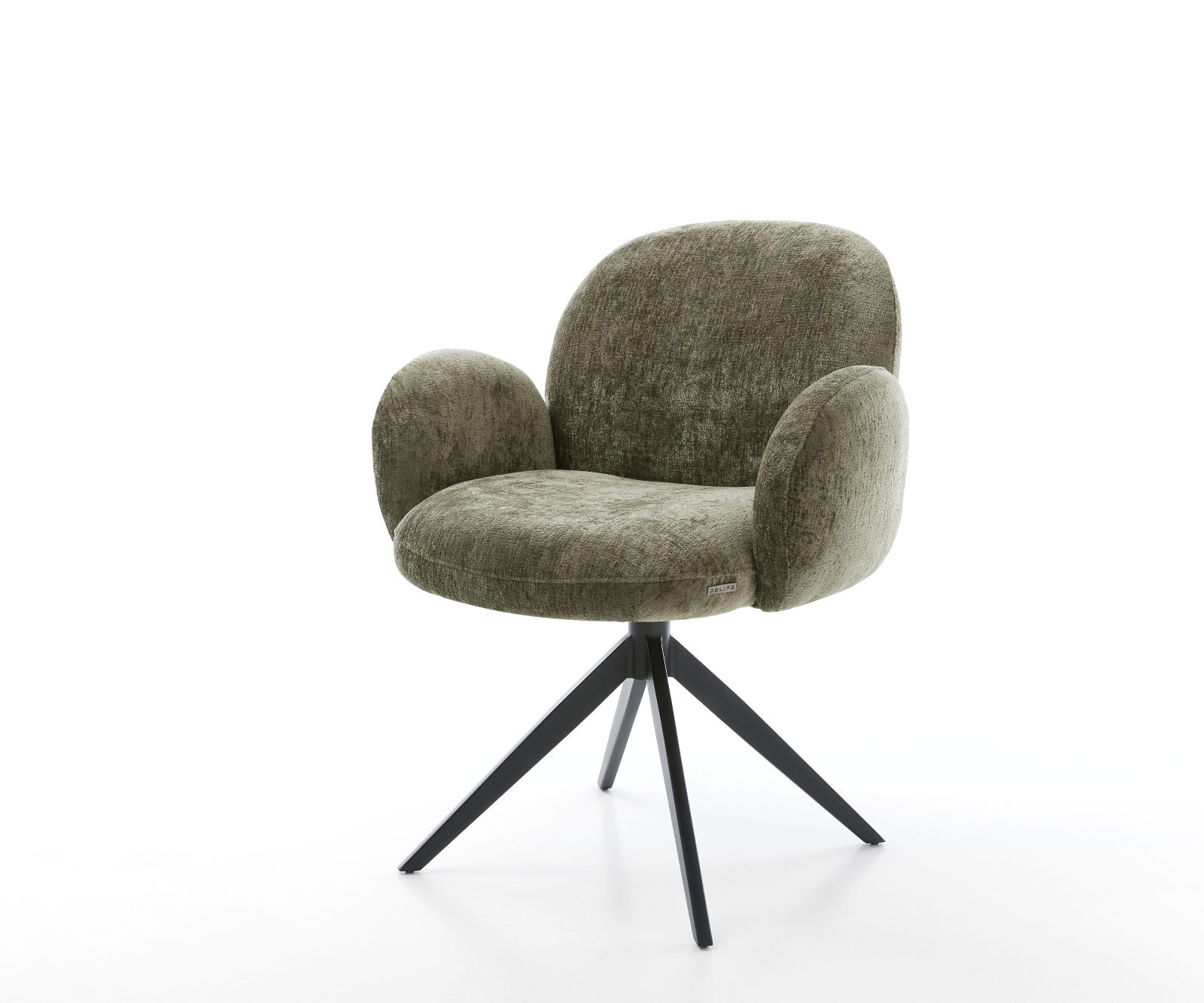 Étkezőszék Nube-Flex karfás mikroszálas oliva kereszt láb széles fekete 360° forgatható billenő zsákrugós