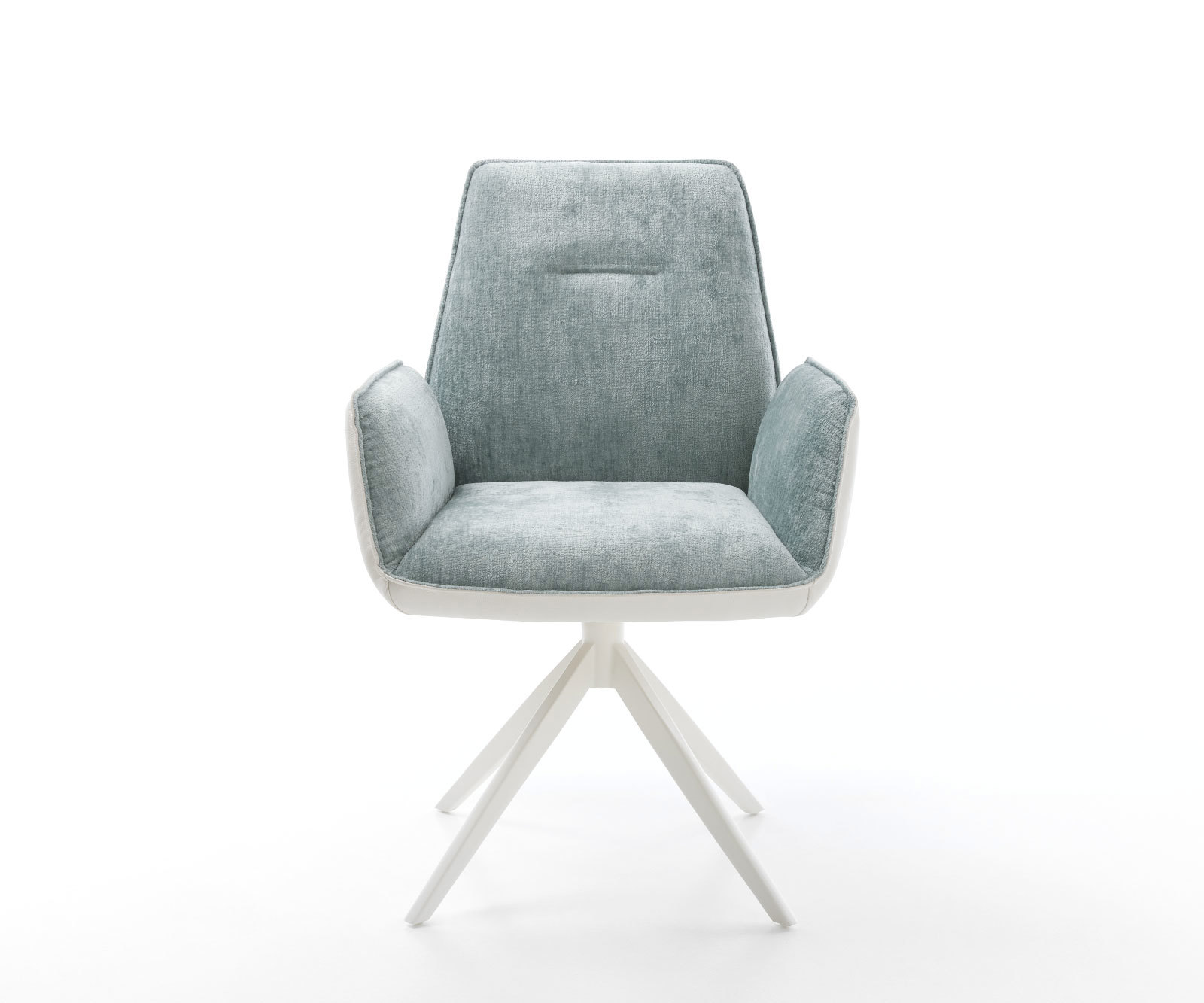 Étkezőszék Zoa-Flex vegyes anyag valódi bőr fehér-pasztellkék kereszt láb széles fehér 360° forgatható billenő zsákrugós - Image 2