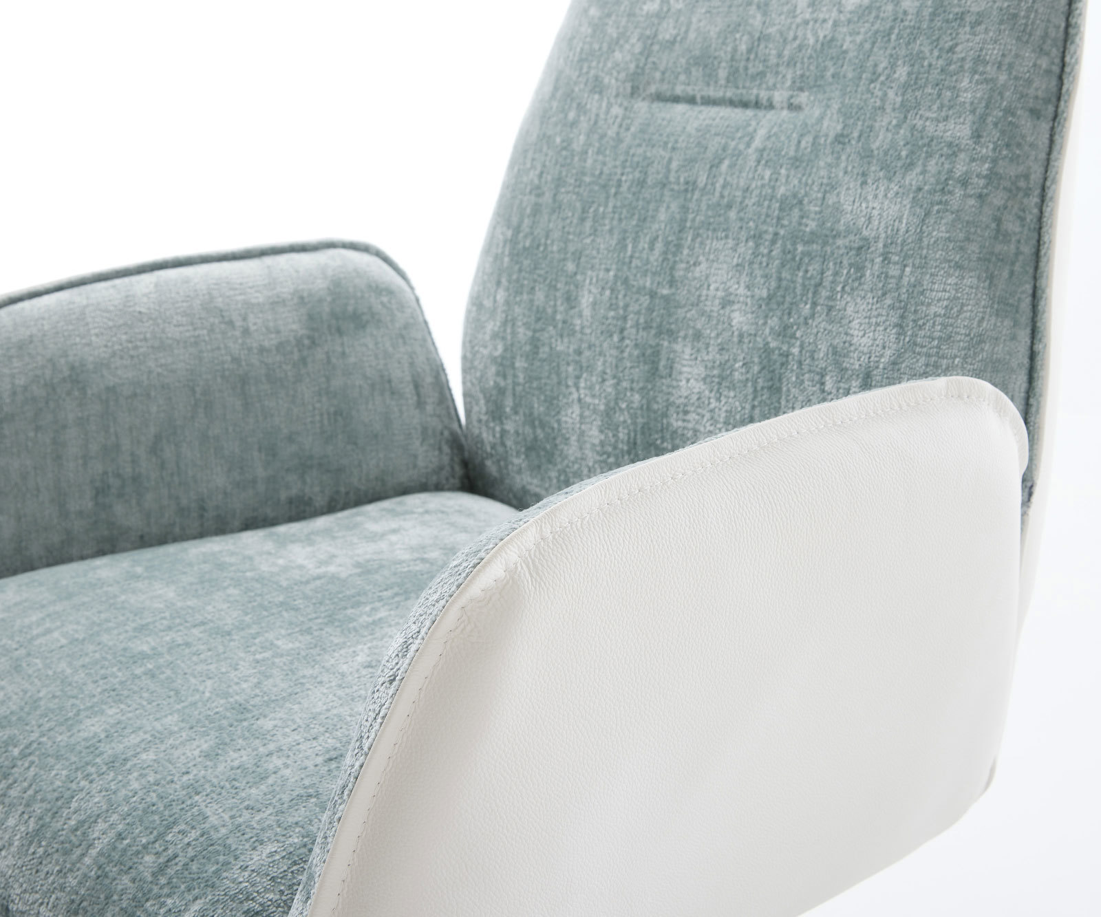 Étkezőszék Zoa-Flex vegyes anyag valódi bőr fehér-pasztellkék kereszt láb széles fehér 360° forgatható billenő zsákrugós - Image 4