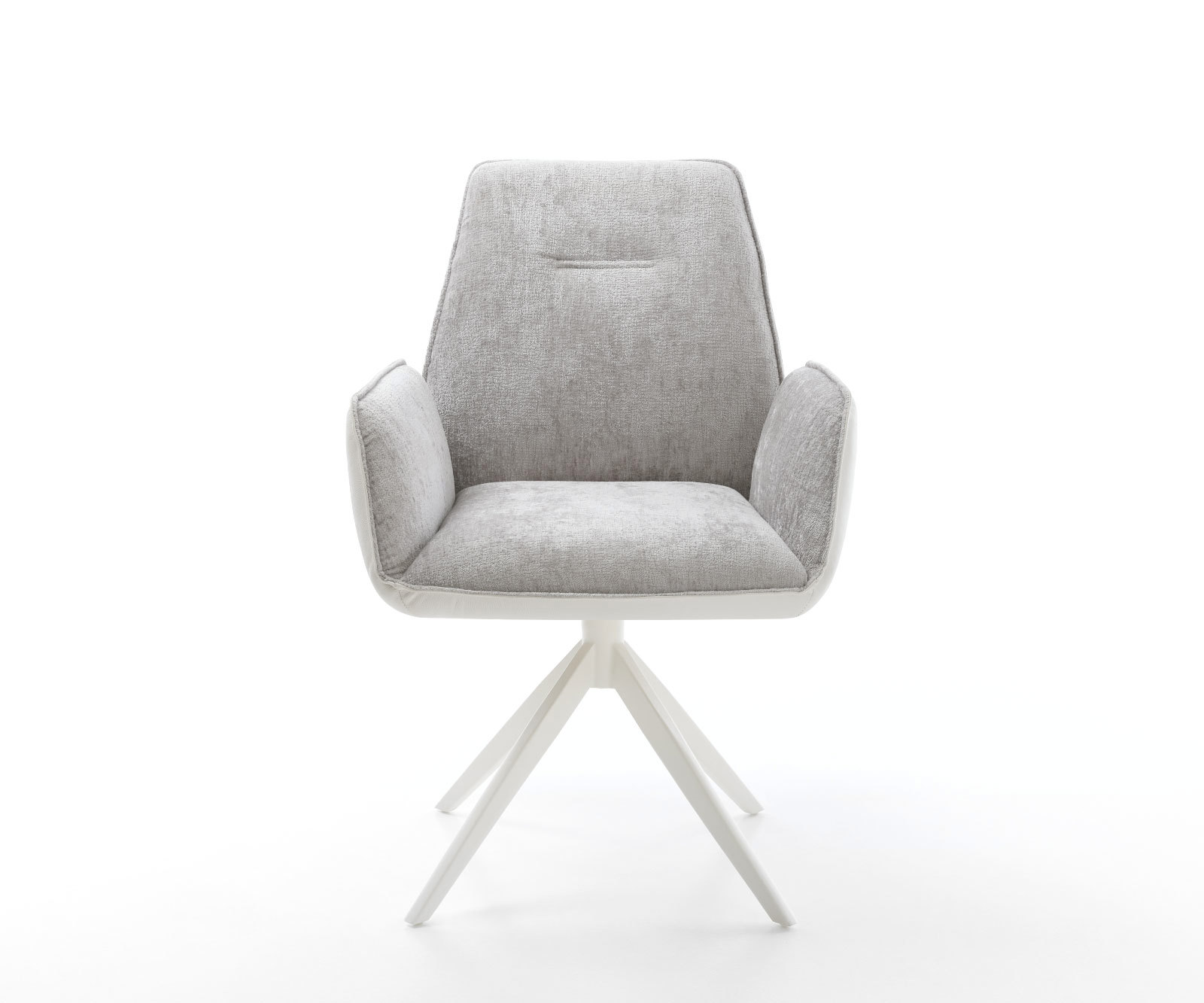 Étkezőszék Zoa-Flex vegyes anyag valódi bőr fehér ezüstszürke kereszt láb széles fehér 360° forgatható billenő zsákrugós - Image 2