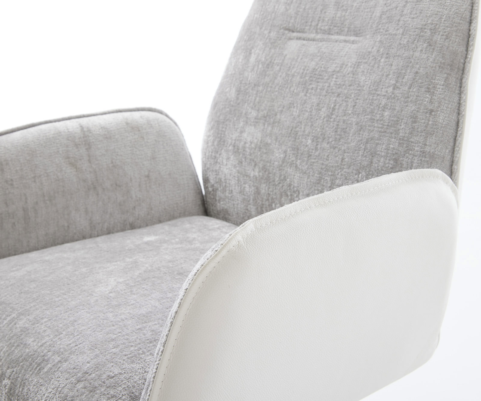 Étkezőszék Zoa-Flex vegyes anyag valódi bőr fehér ezüstszürke kereszt láb széles fehér 360° forgatható billenő zsákrugós - Image 4