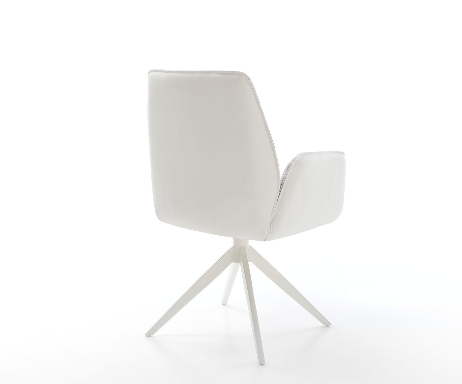 Étkezőszék Zoa-Flex vegyes anyag valódi bőr fehér ezüstszürke kereszt láb széles fehér 360° forgatható billenő zsákrugós - Image 5