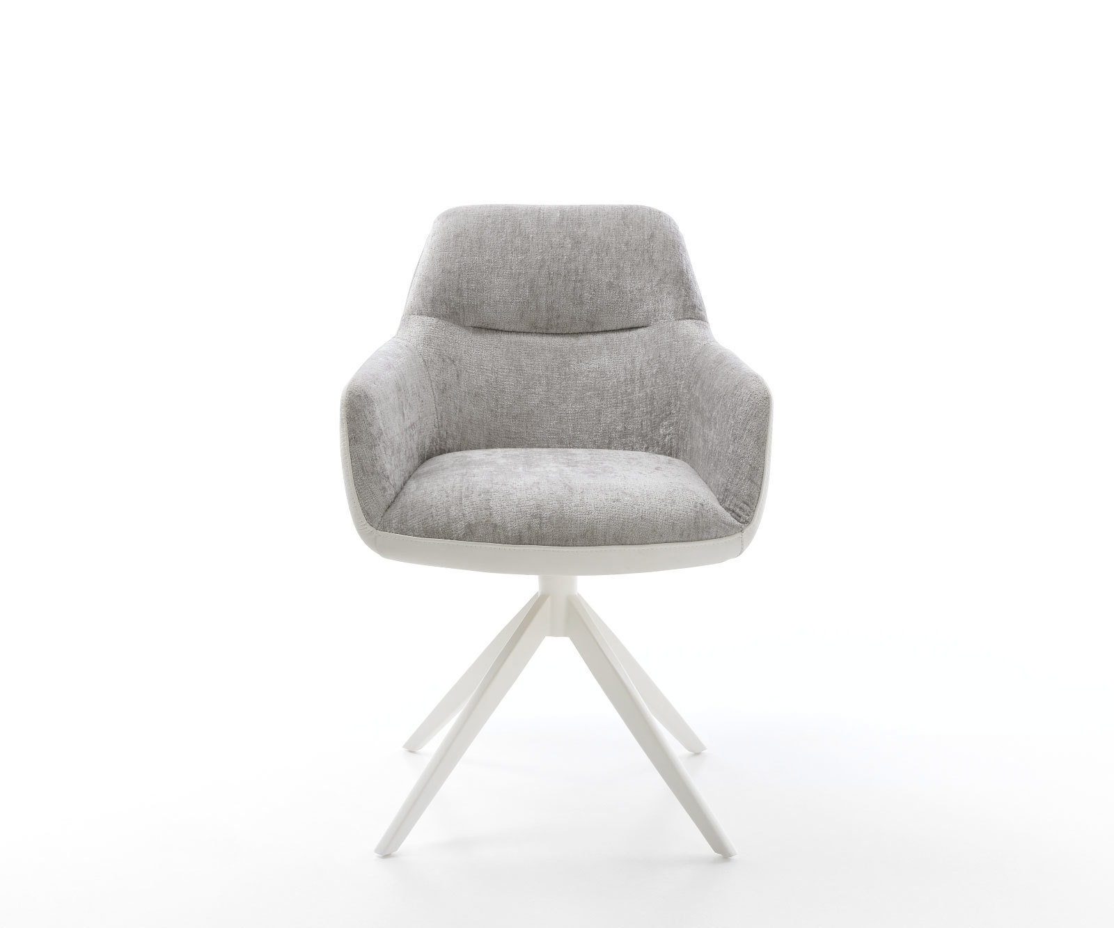 Étkezőszék Pejo-Flex vegyes anyag valódi bőr fehér ezüstszürke kereszt láb széles fehér 360° forgatható billenő funkció zsákrugós matrac - Image 2