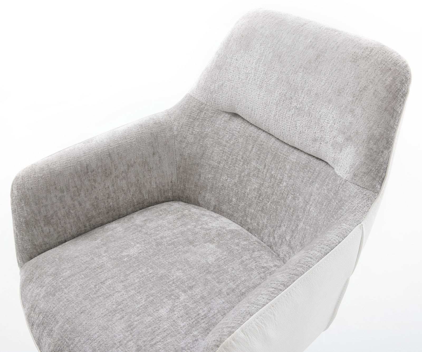 Étkezőszék Pejo-Flex vegyes anyag valódi bőr fehér ezüstszürke kereszt láb széles fehér 360° forgatható billenő funkció zsákrugós matrac - Image 4