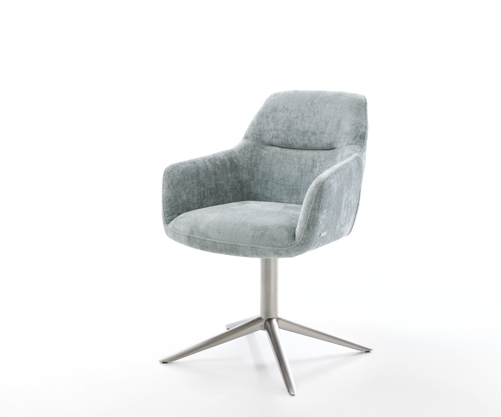 Étkezőszék Pejo-Flex chenille pasztellkék rozsdamentes acél kereszt láb 360° forgatható billenő funkció zsákrugós matrac