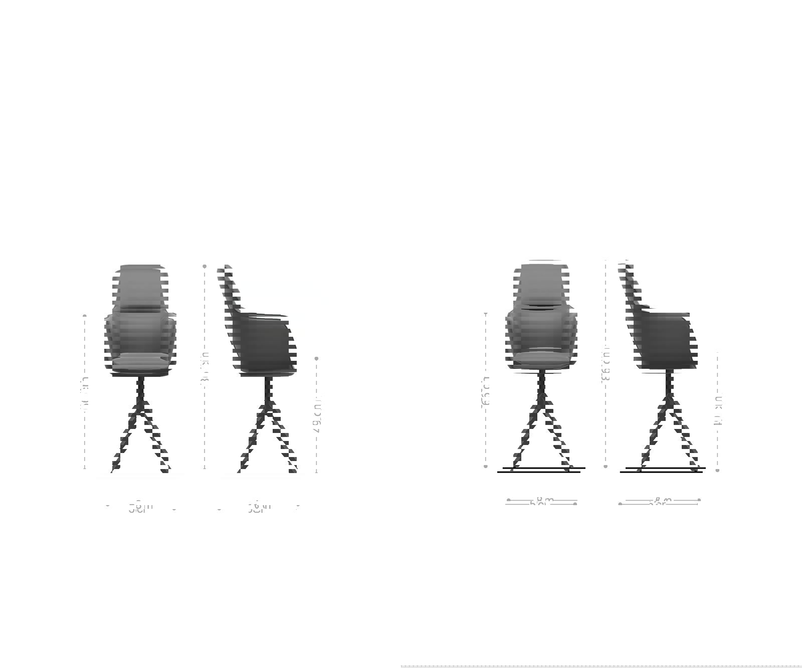 Étkezőszék Pejo-Flex vegyes anyag fekete kereszt láb széles titán effekt felület 360° forgatható billenő zsákrugós - Image 6