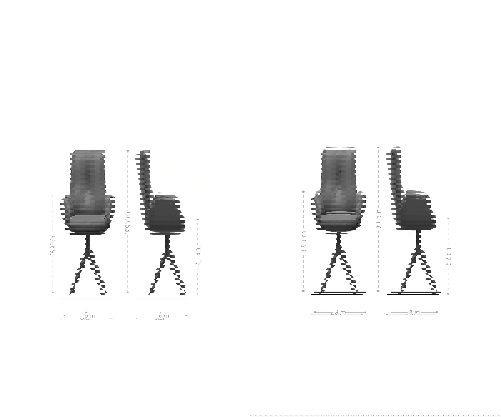 Étkezőszék Clea-Flex vegyes anyagok fekete kereszt láb széles titán effekt felület 360° forgatható billenő funkció - Image 6