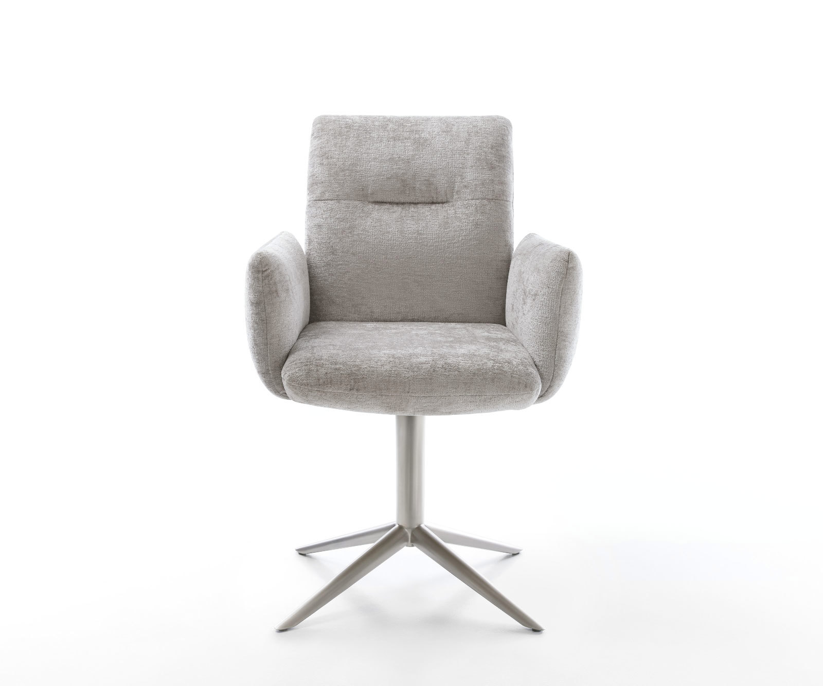 Étkezőszék Jova-Flex karfás mikroszálas ezüstszürke rozsdamentes acél kereszt láb 360° forgatható hintamechanizmus zsákrugós - Image 2