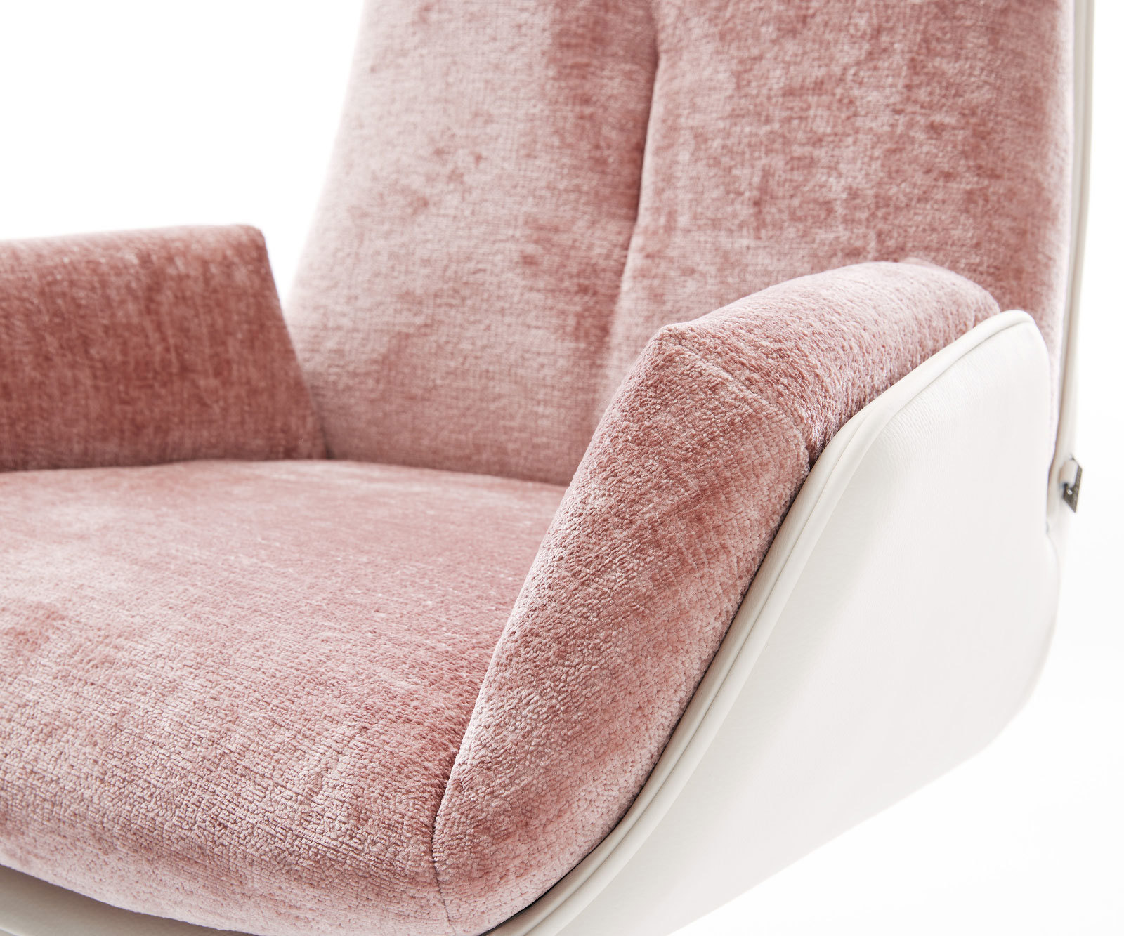 Étkezőszék Clea-Flex vegyes anyagok valódi bőr fehér-rózsaszín fehér láb 360° forgatható billenő funkció - Image 4