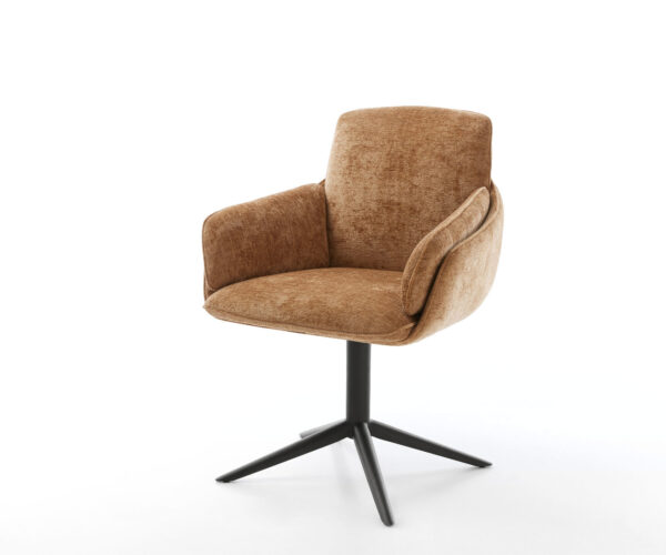 Étkezőszék Luan-Flex karfás chenille rozsdás fekete 360° forgatható hintamechanizmus lábkereszttel