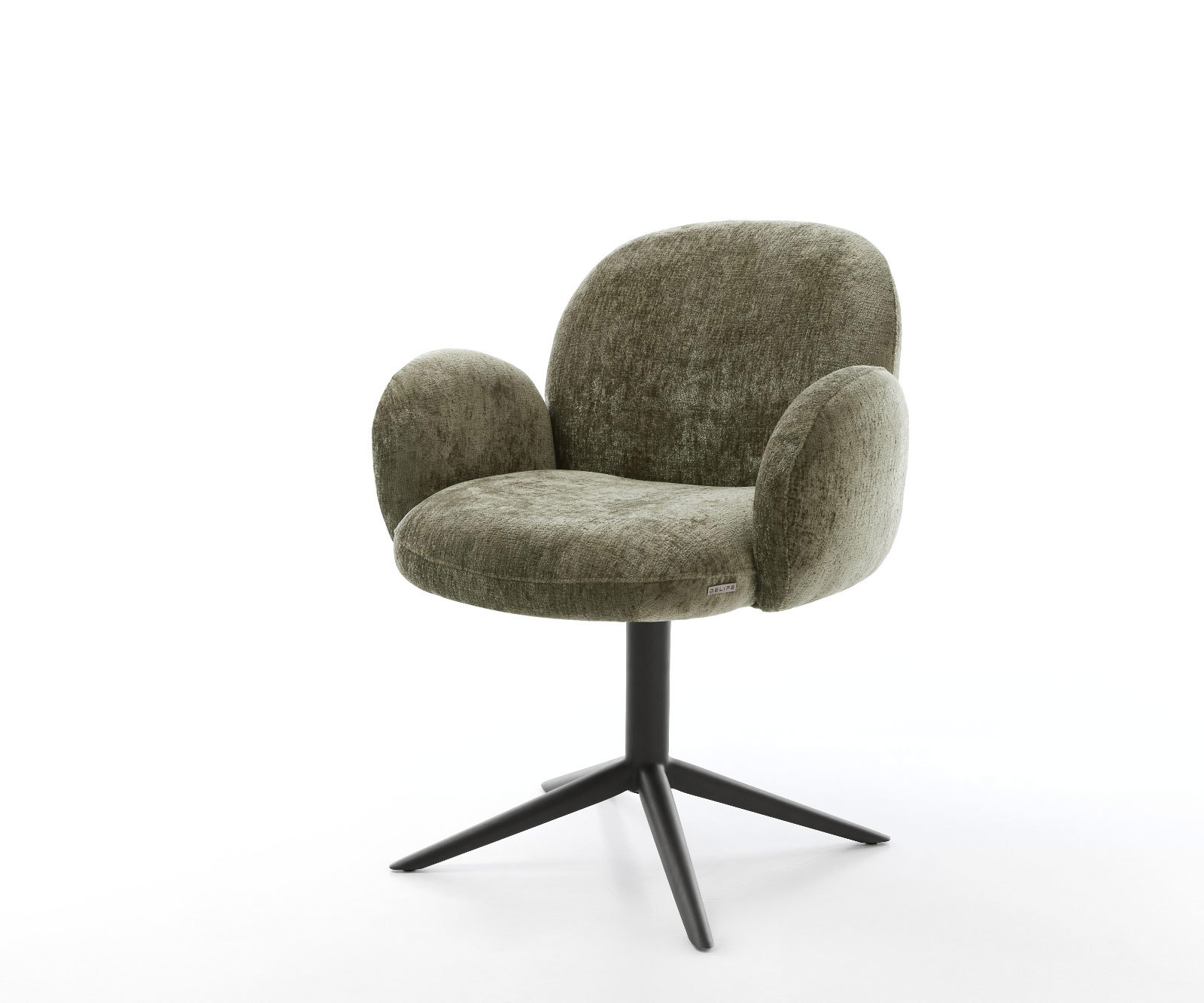 Étkezőszék Nube-Flex karfás mikroszálas oliva fekete láb 360° forgatható hintamechanizmus zsákrugós matraccal