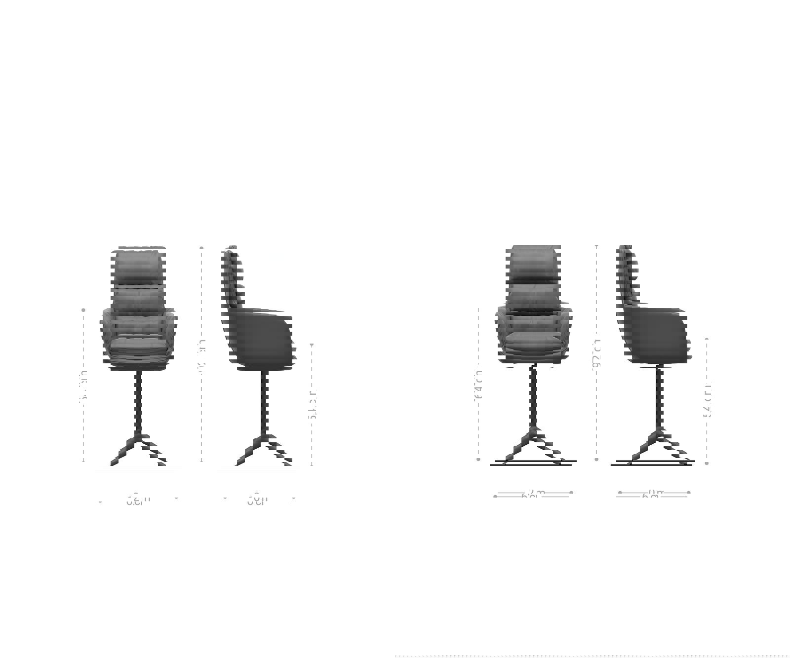 Étkezőszék Abelia-Flex karfás mikroszálas pasztellkék fehér láb 360° forgatható billenő funkció - Image 6