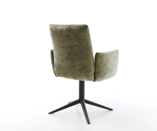 Étkezőszék Jova-Flex karfás chenille oliva fekete láb 360° forgatható hintamechanizmus zsákrugós rugózás - Image 5