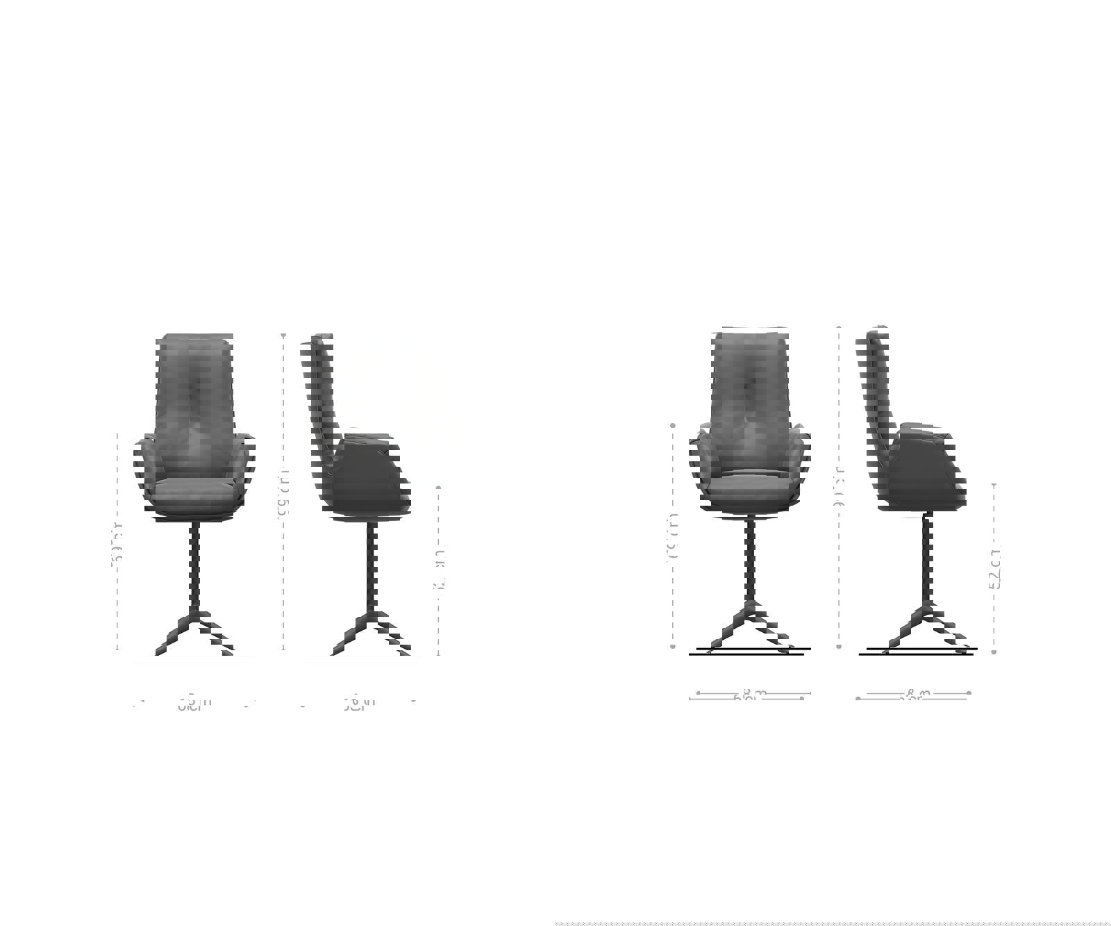 Étkezőszék Clea-Flex vegyes anyag fekete lábkereszt titán effekt felület 360° forgatható billenő funkció - Image 6