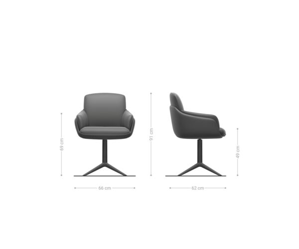 Étkezőszék Luan-Flex karfás vegyes anyag valódi bőr fehér-rózsaszín fehér láb 360° forgatható hintamechanizmus - Image 6