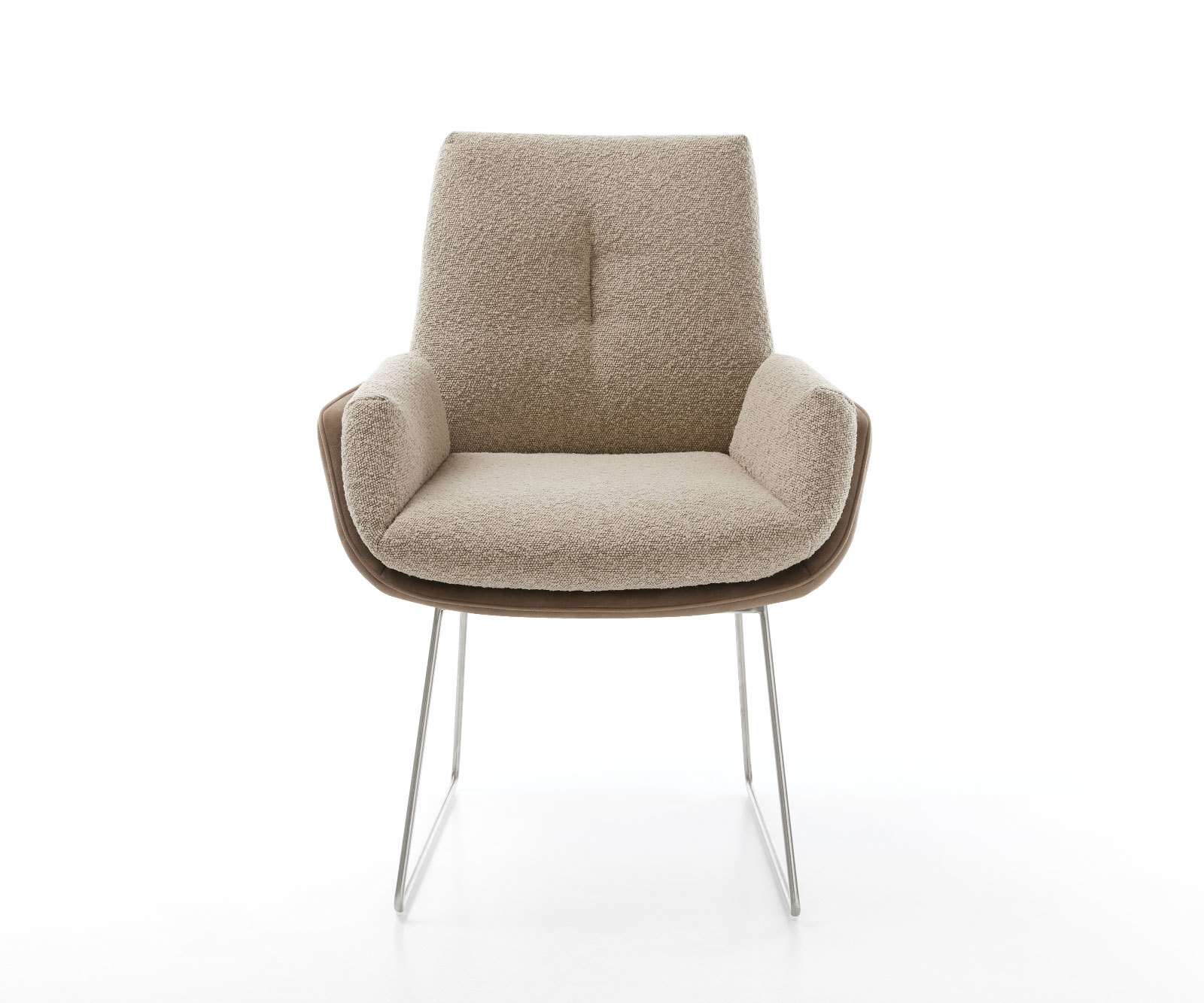 Étkezőszék Clea-Flex vegyes anyagok sötét bézs vékony láb rozsdamentes acél - Image 2