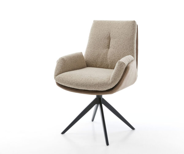 Étkezőszék Clea-Flex vegyes anyagok sötét bézs kereszt láb széles fekete 360° forgatható