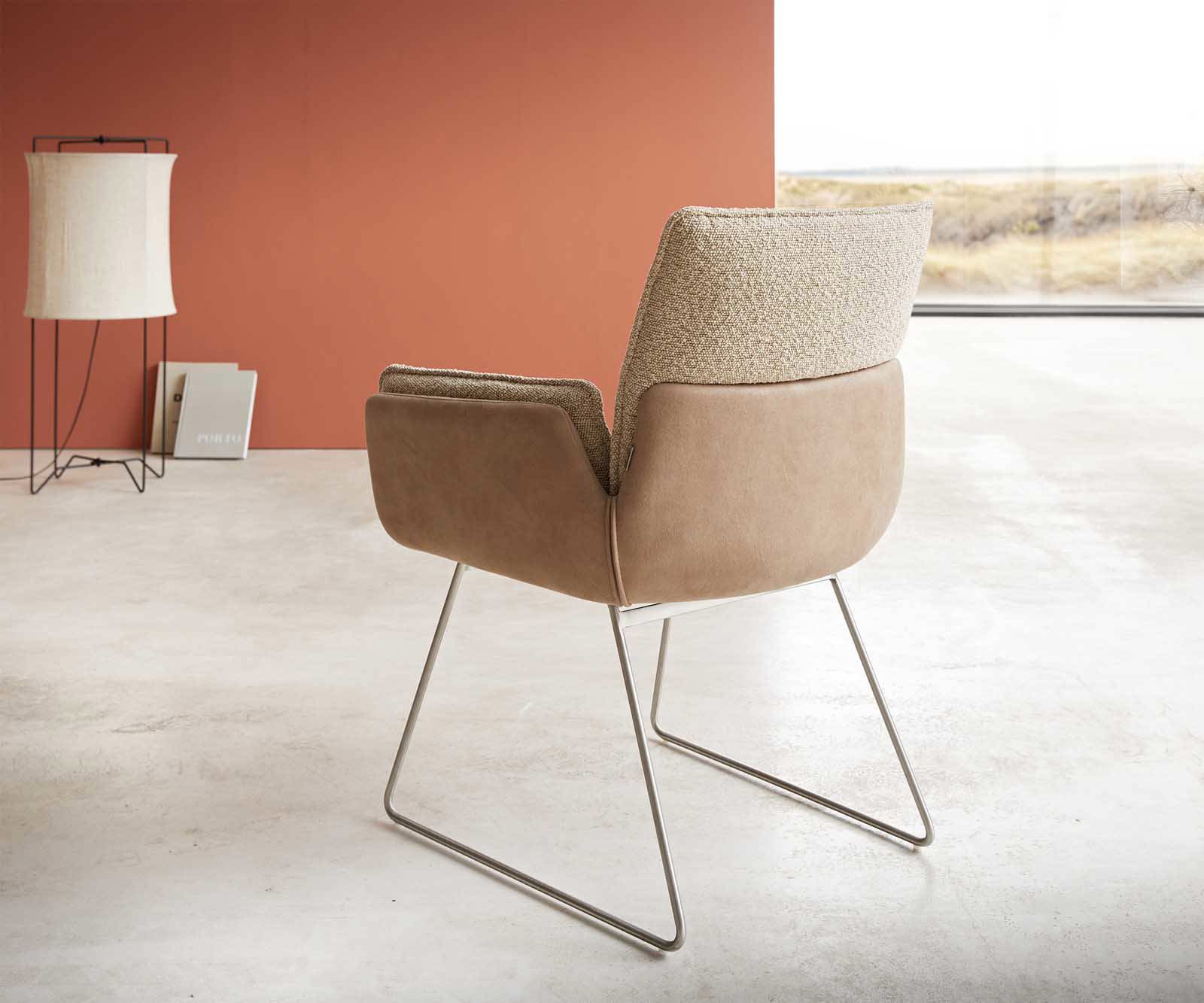 Étkezőszék Nela-Flex vegyes anyagok sötét bézs vékony lábazat rozsdamentes acél - Image 5