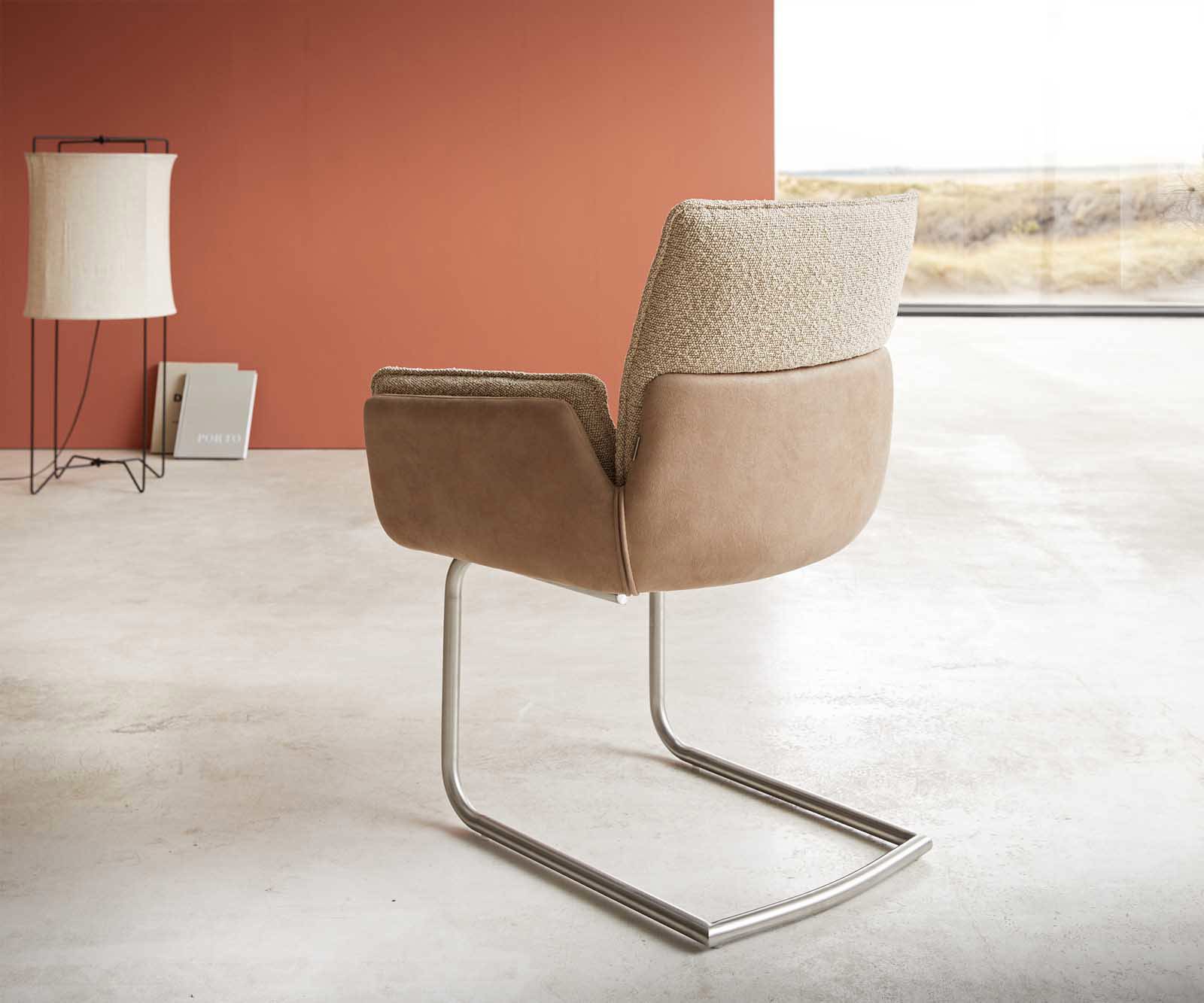 Étkezőszék Nela-Flex vegyes anyagok sötét bézs kerek rozsdamentes acél étkezőszék - Image 5