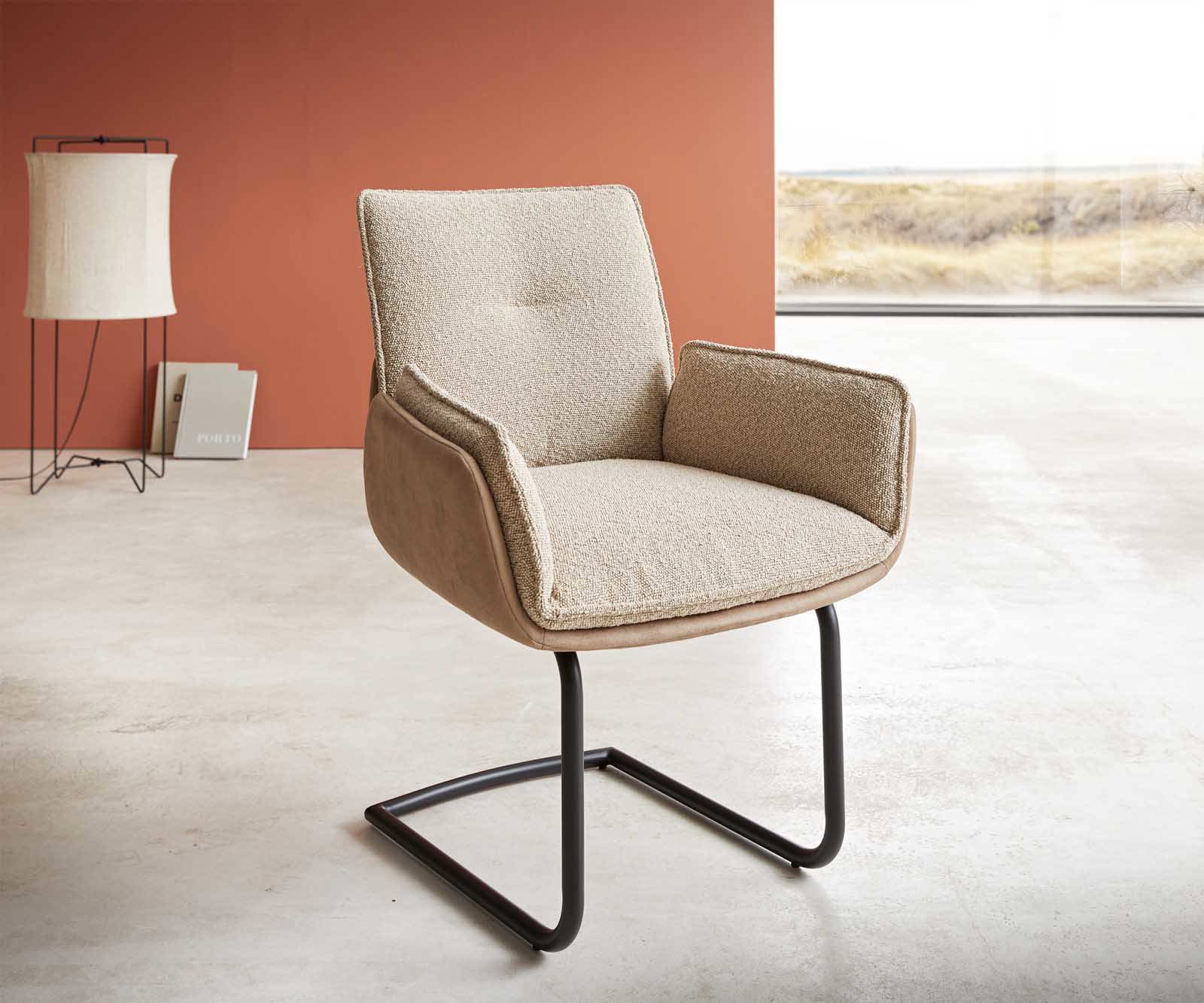 Étkezőszék Nela-Flex vegyes anyagok sötét bézs kerek fekete étkezőszék