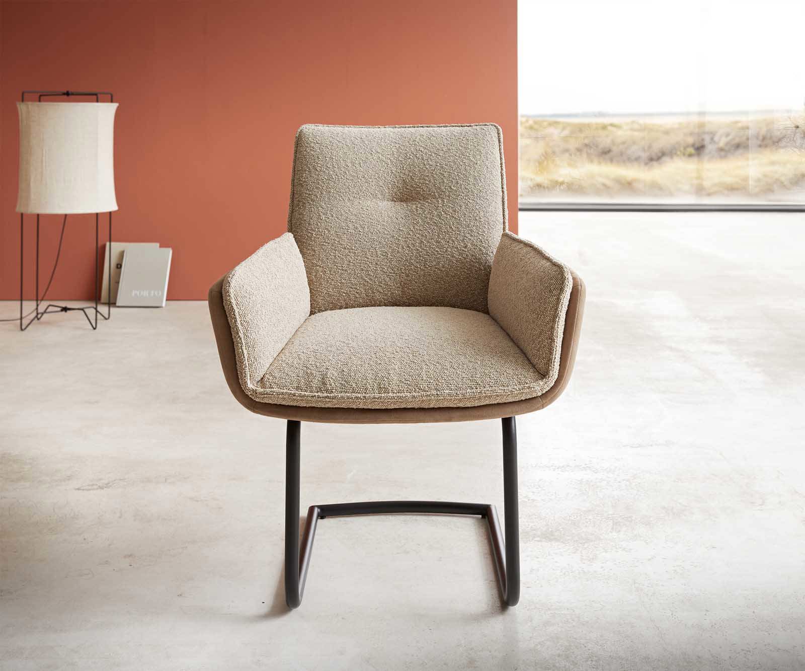 Étkezőszék Nela-Flex vegyes anyagok sötét bézs kerek fekete étkezőszék - Image 2