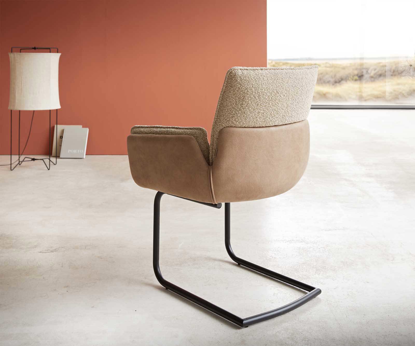 Étkezőszék Nela-Flex vegyes anyagok sötét bézs kerek fekete étkezőszék - Image 5