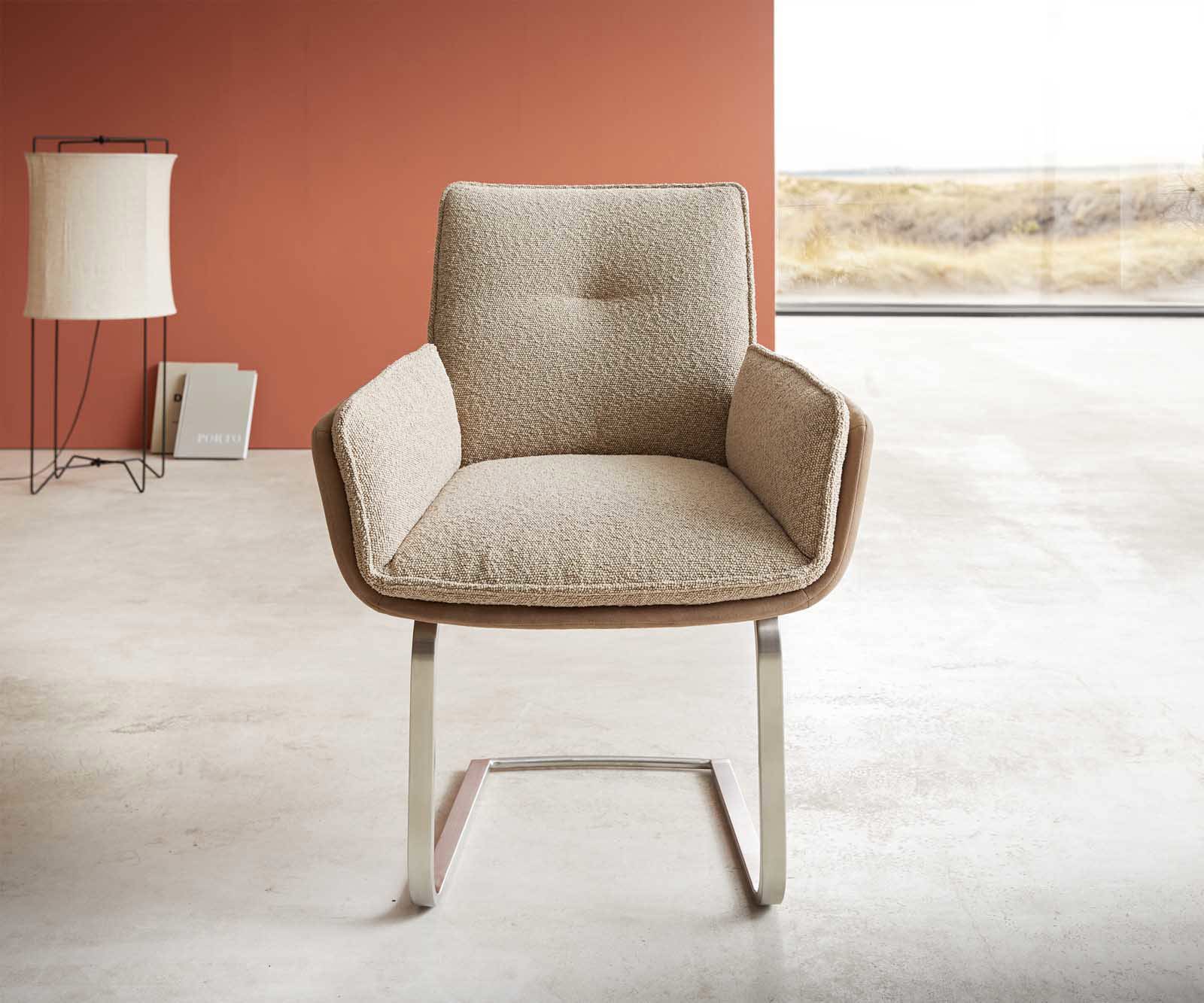 Étkezőszék Nela-Flex vegyes anyagok sötét bézs lapos rozsdamentes acél étkezőszék - Image 2